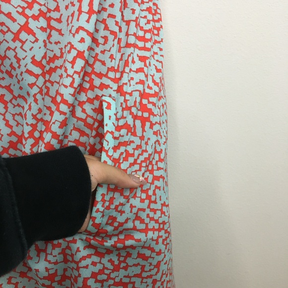 WAYF | Dress w/ Coral & Blue Pattern - Picture 7 of 14